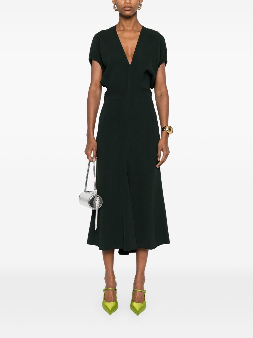 VICTORIA BECKHAM Gathered Sleeve Midi Dress for Women