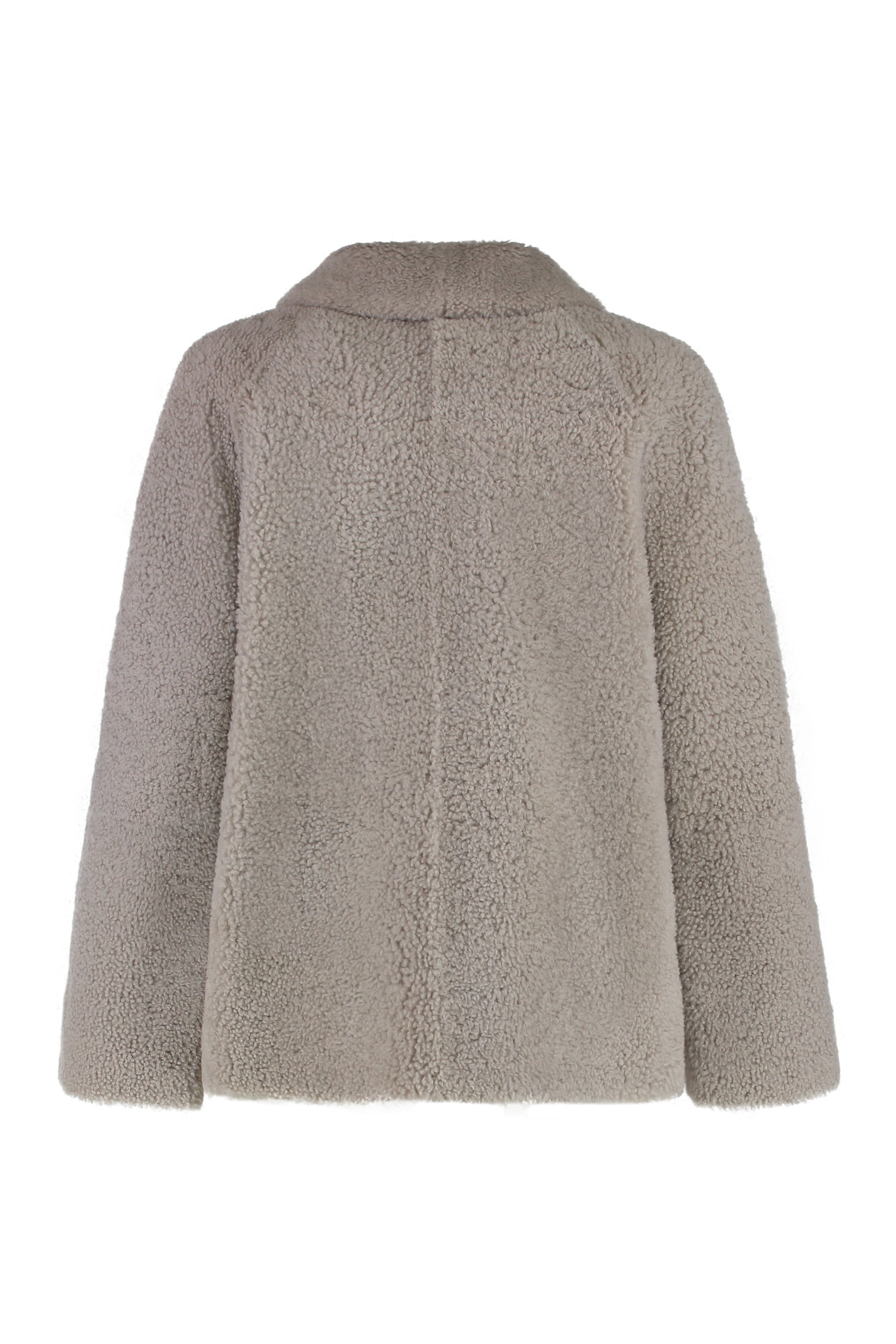 S MAX MARA Lapel Collar Short Sheepskin Jacket for Women