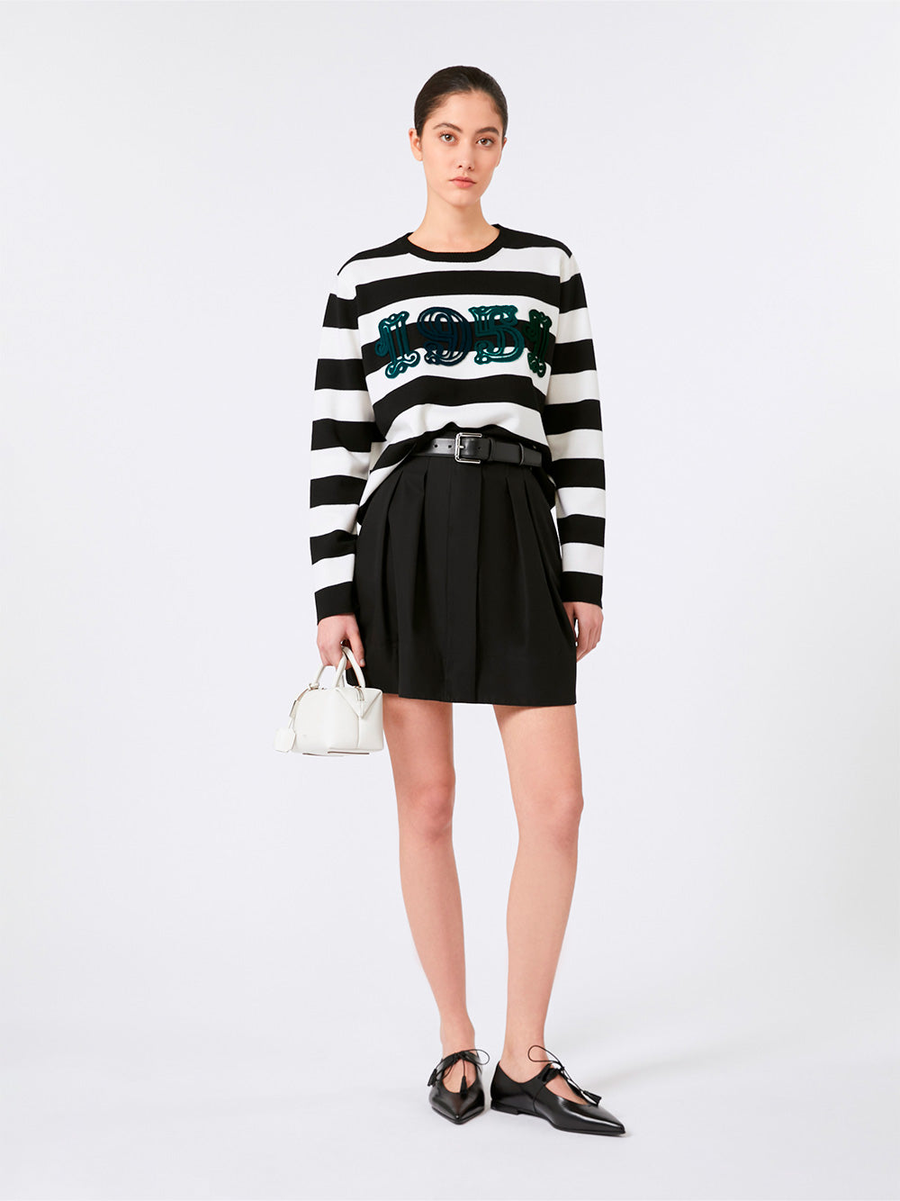 MAX MARA Embroidered Wool Striped Sweater