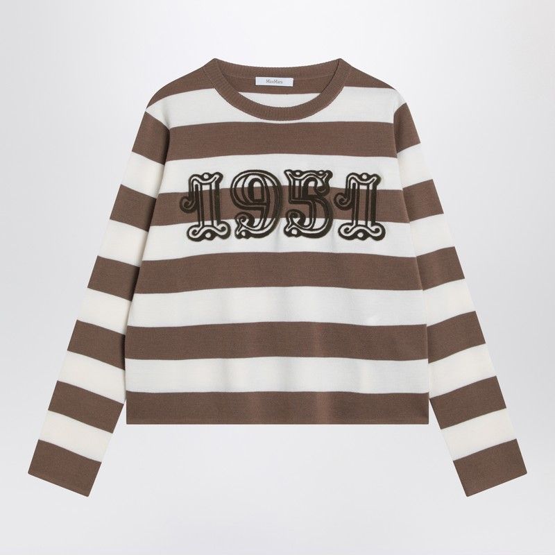 MAX MARA Striped Wool Sweater with Embroidered Detail - Women's