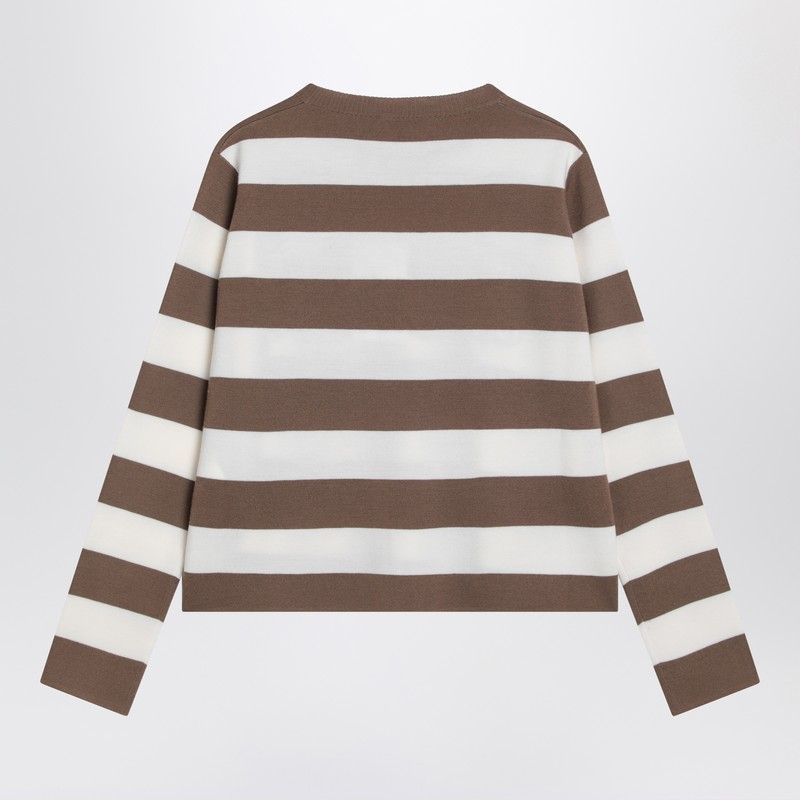 MAX MARA Striped Wool Sweater with Embroidered Detail - Women's