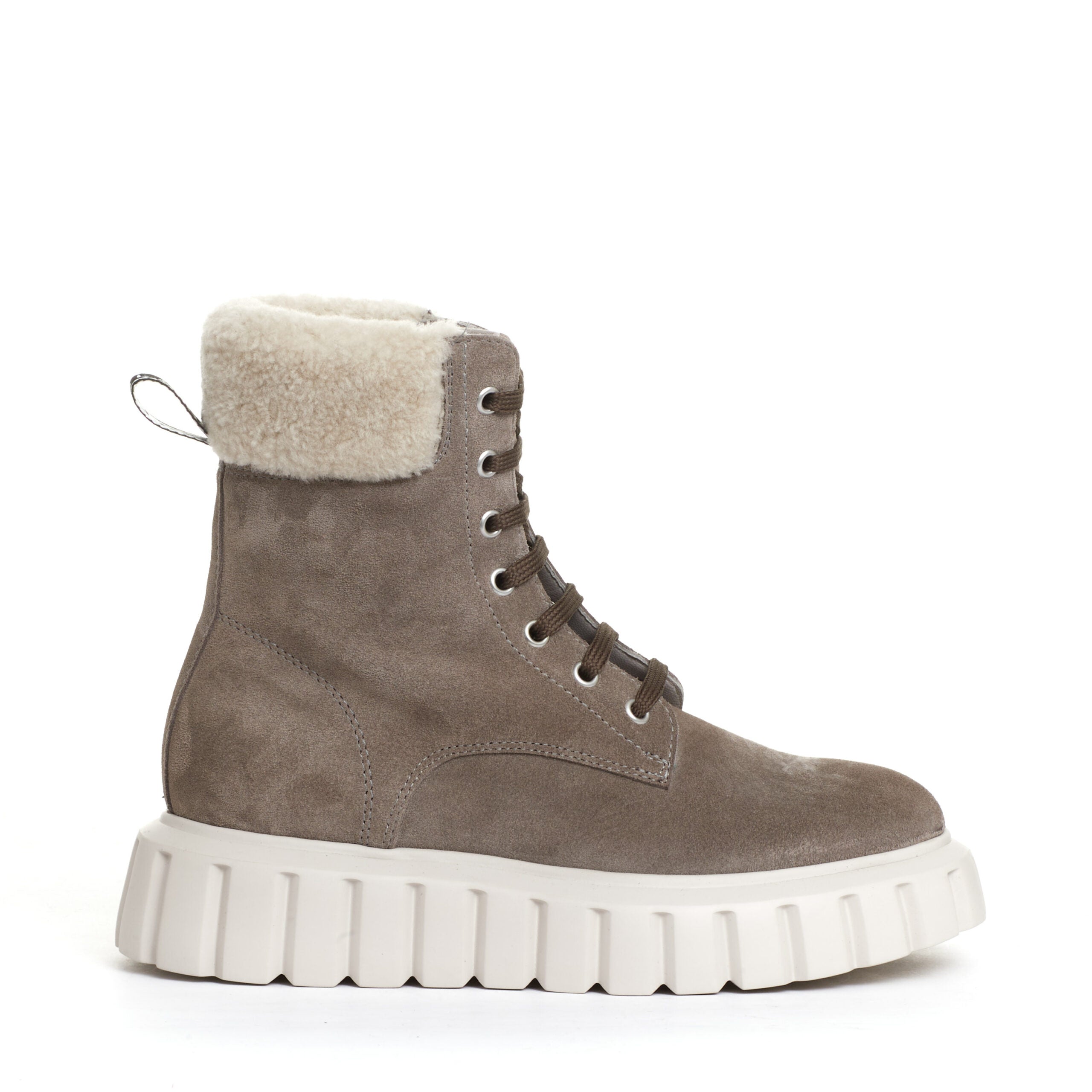 VOILE BLANCHE Chic Suede Ankle Boots with Eco-Fur Inserts