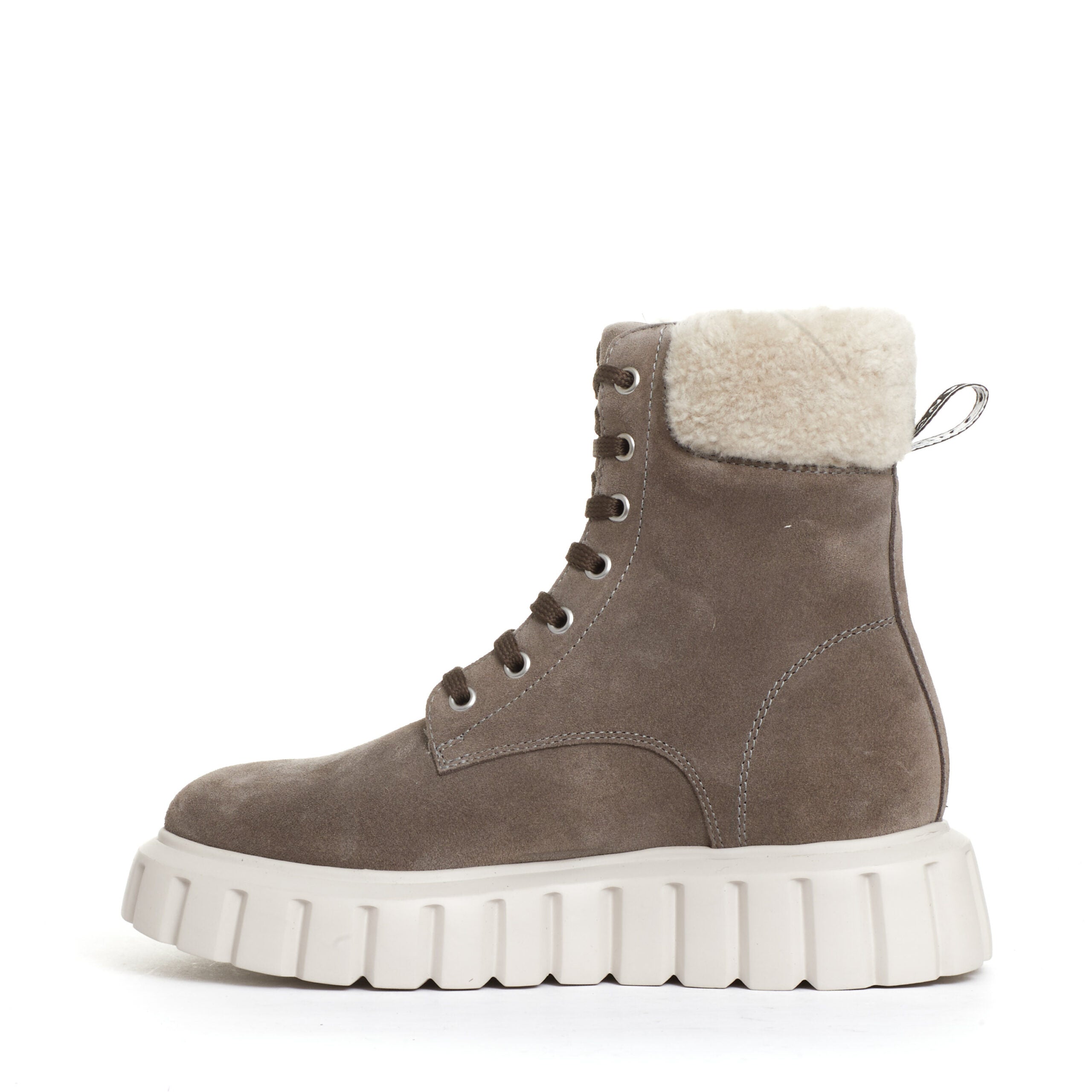 VOILE BLANCHE Chic Suede Ankle Boots with Eco-Fur Inserts