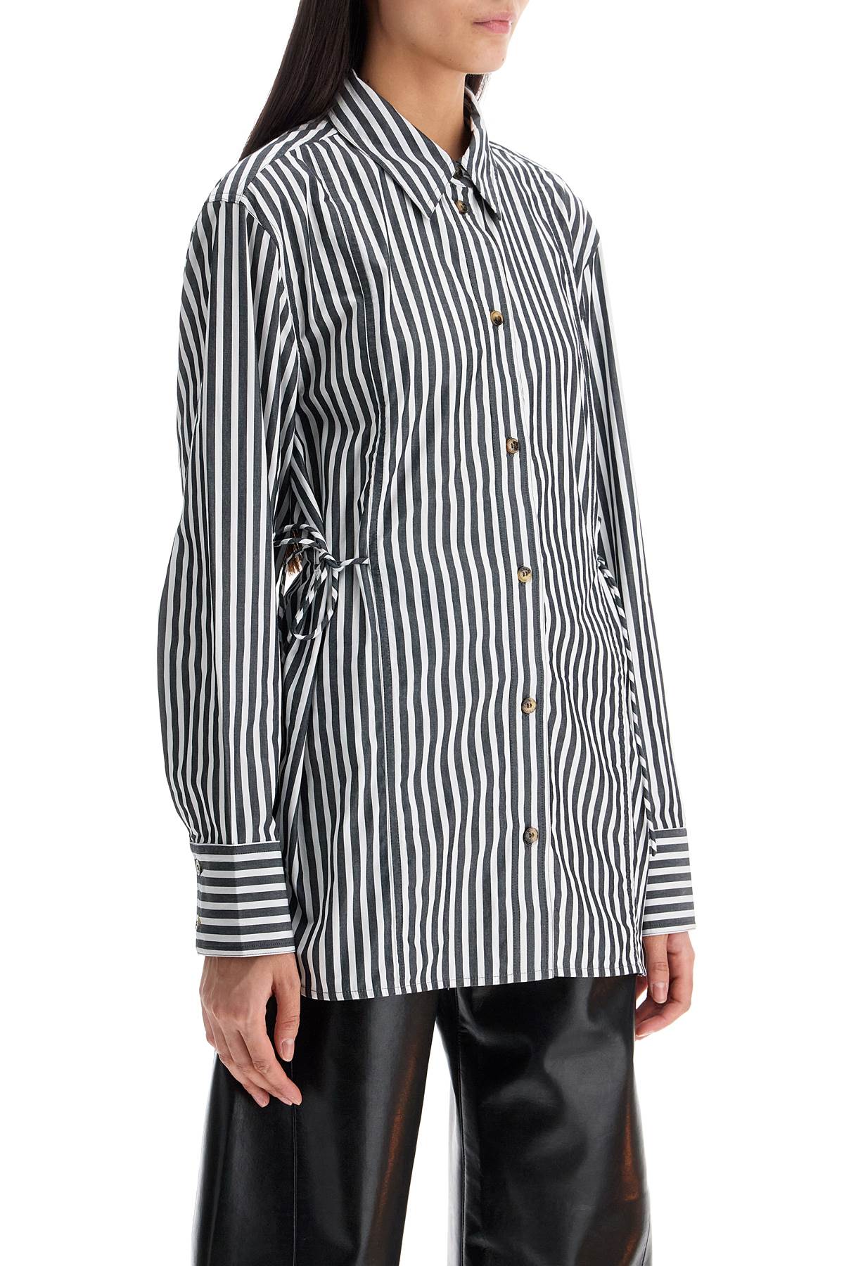 GANNI Stripe Mini Cotton Shirt for Women