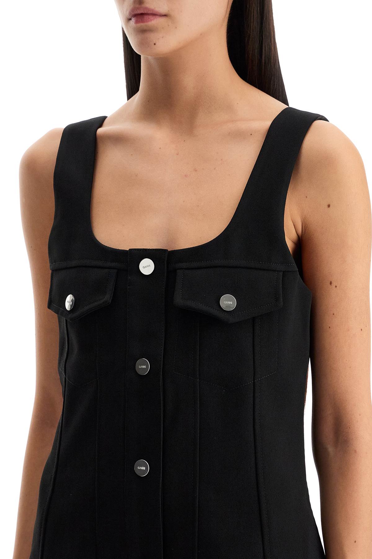 GANNI Sustainable Mini Dress with Flap Pockets