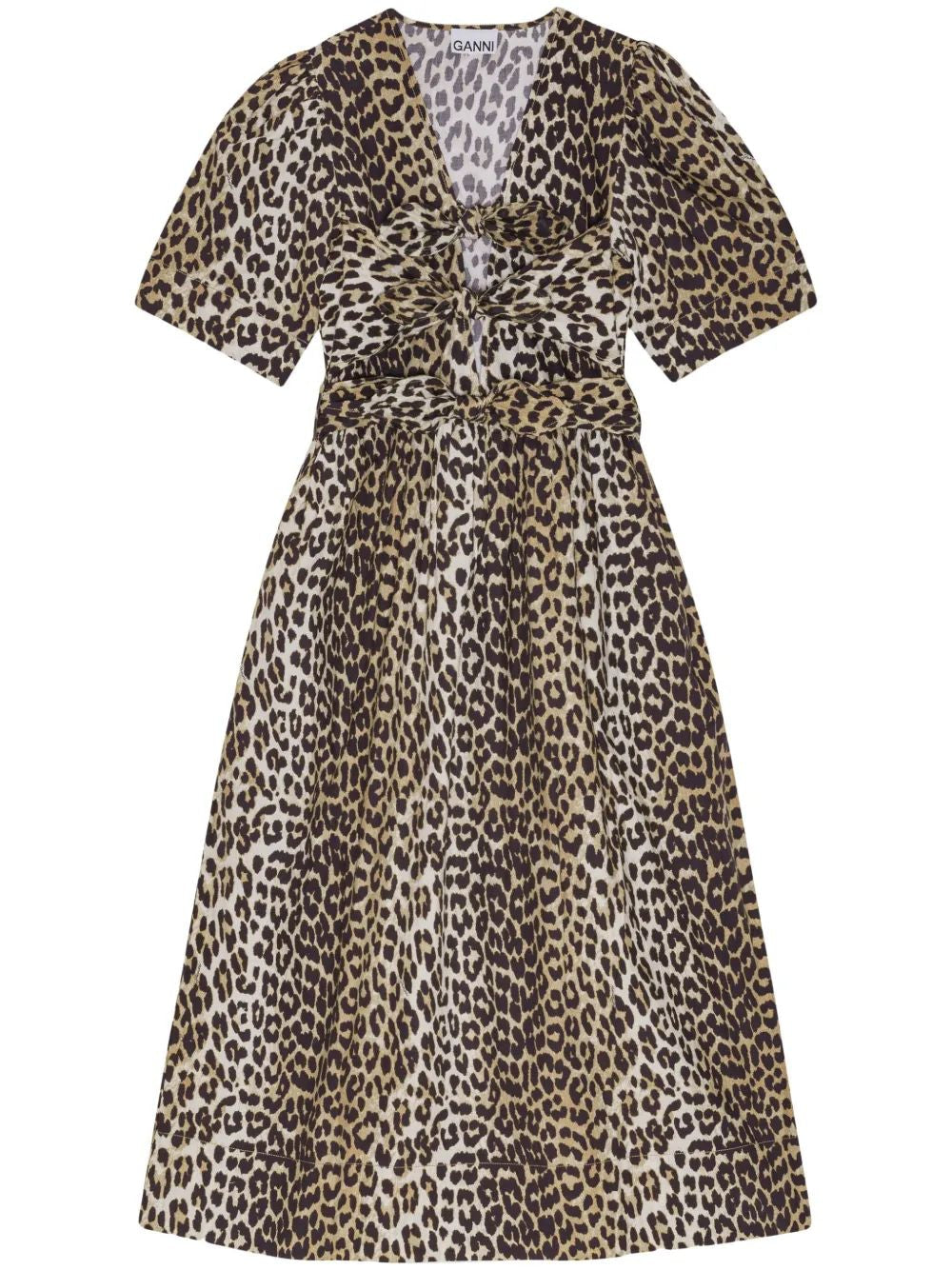 GANNI Leopard Print Strap Midi Dress
