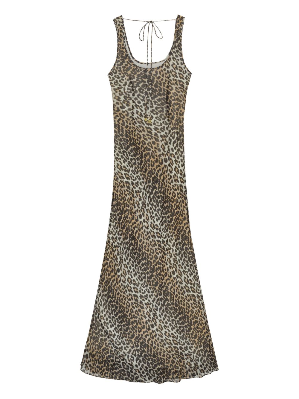 GANNI Leopard Print Ankle Length Dress