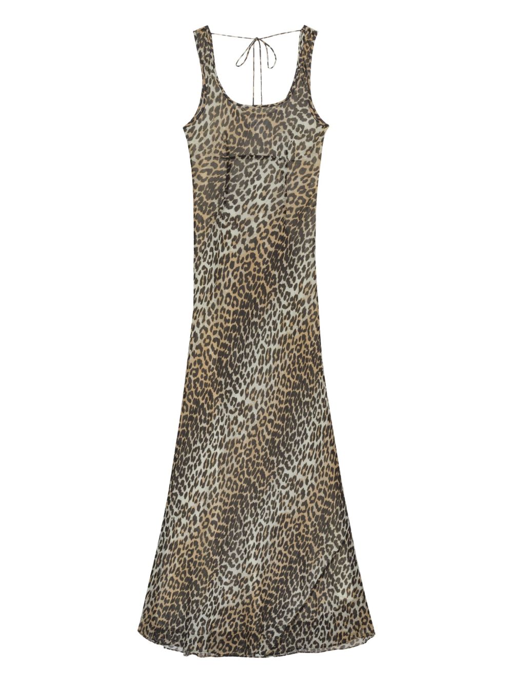 GANNI Leopard Print Ankle Length Dress