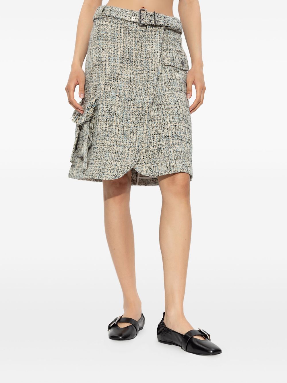 GANNI Chic Tweed Midi Skirt