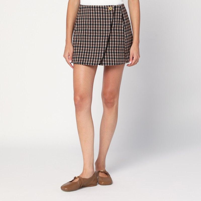 GANNI Chic Wool Blend Mini Skirt