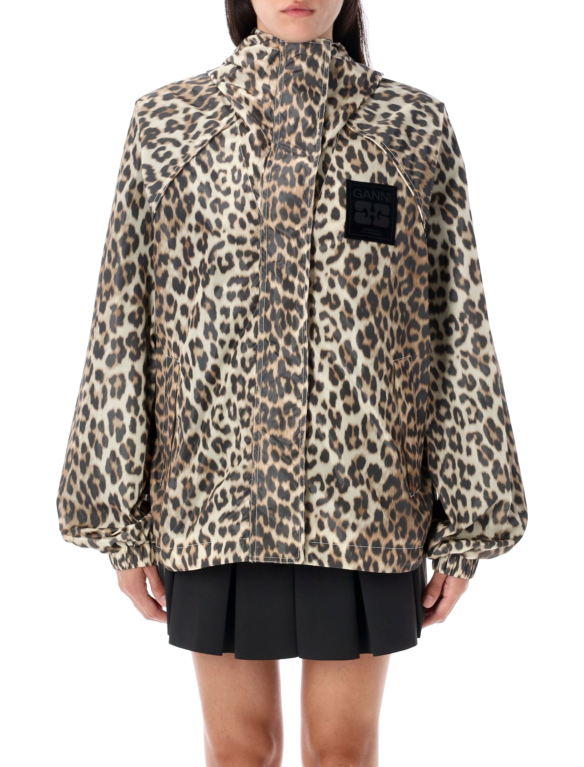 GANNI Leopard Print Nylon Jacket - Size S/M