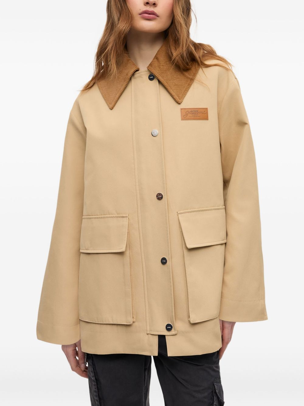 GANNI Utility Jacket with Corduroy Collar