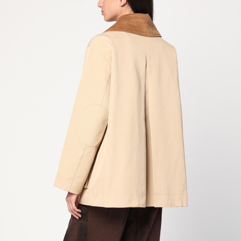 GANNI Twill Jacket with Corduroy Collar for Women