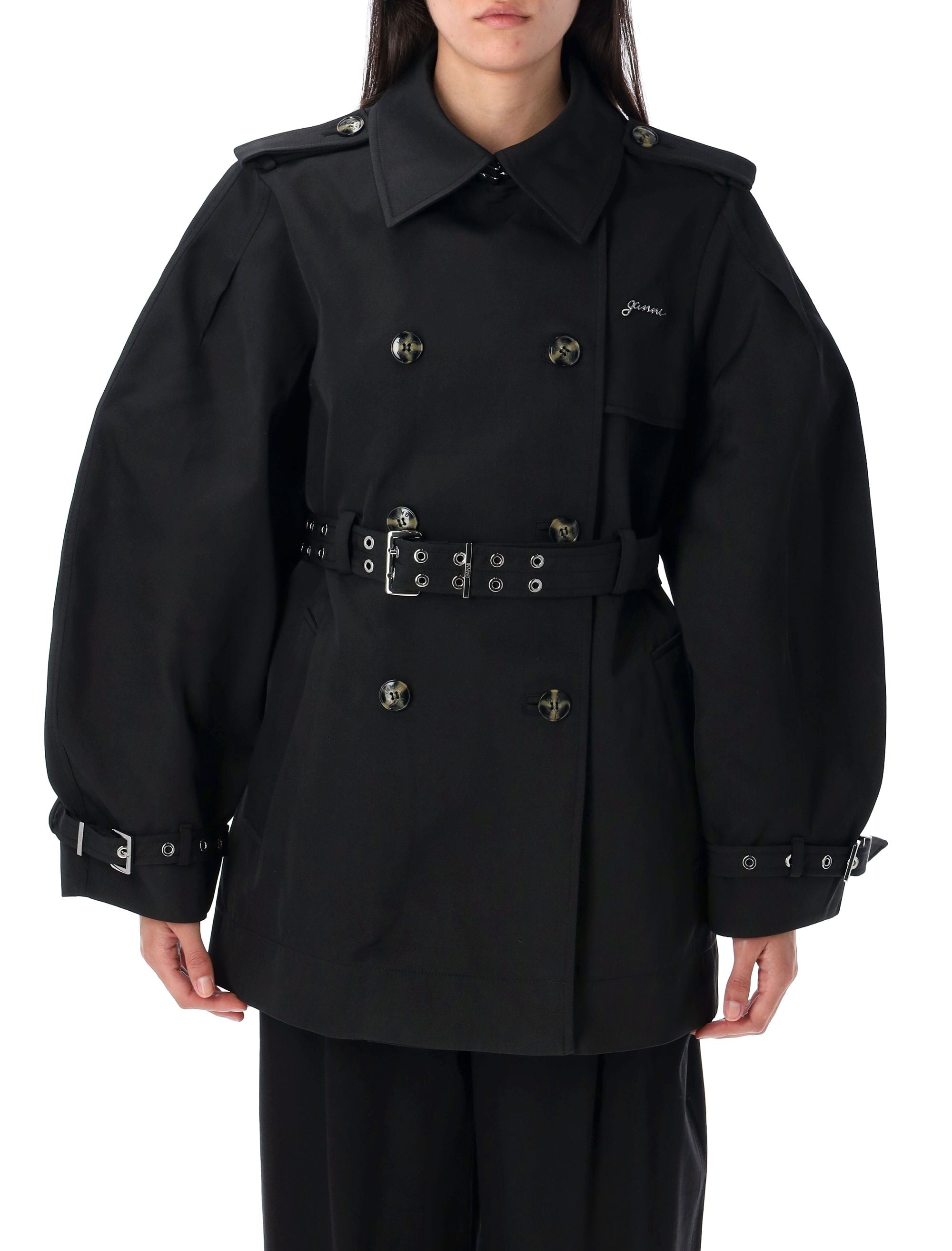 GANNI Fashionable Midi Trench Buckle for Women