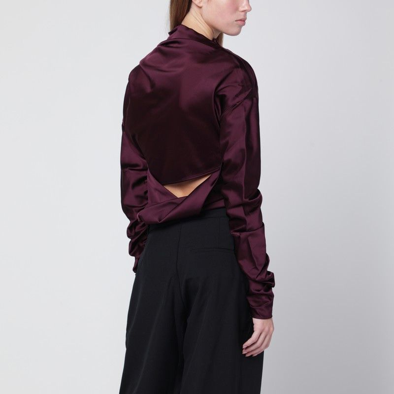 GANNI Elegant Satin Blouse with Back Cut-Out Detail