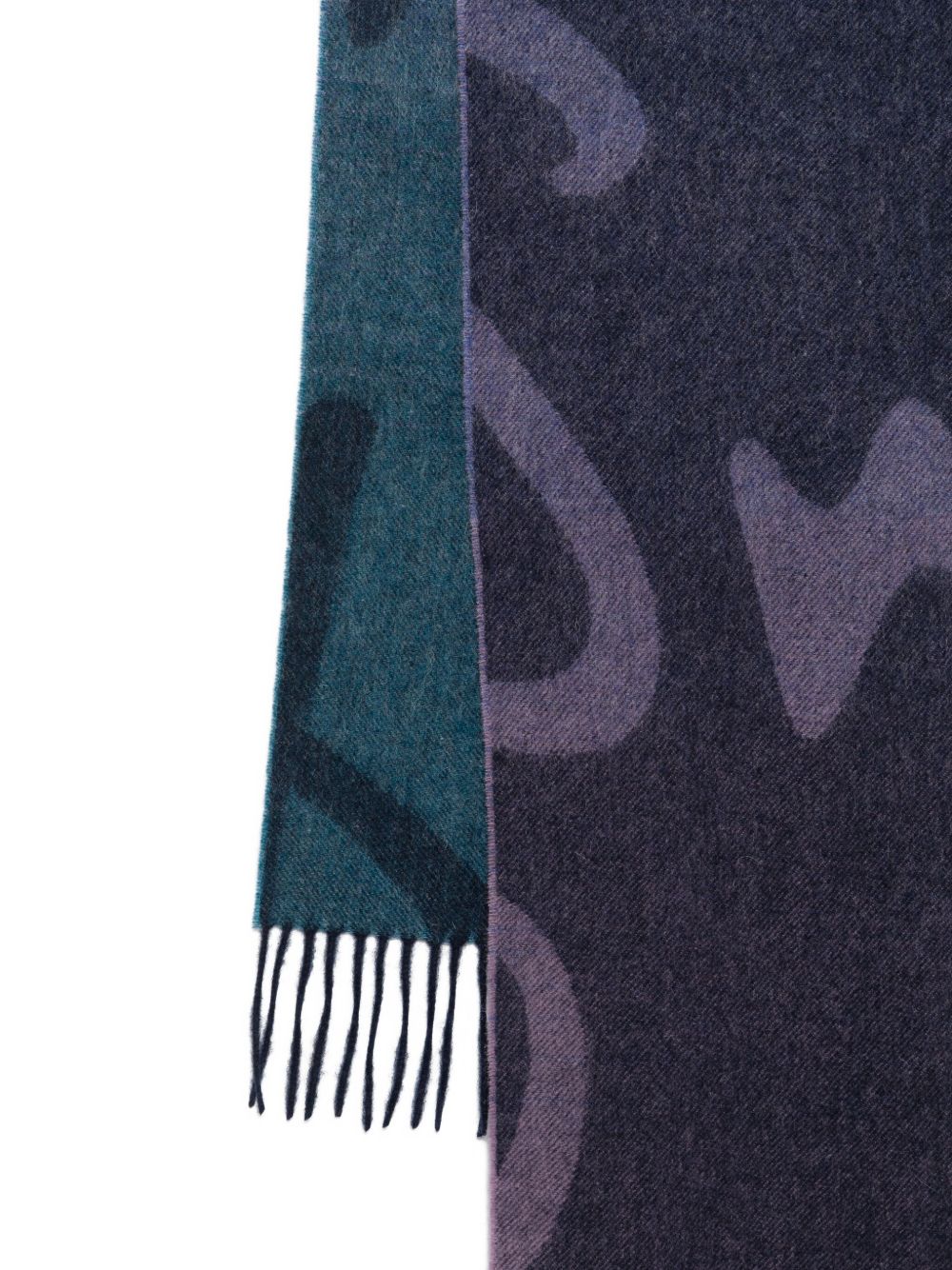 PAUL SMITH Wool and Cashmere Scarf with Fringed Trim