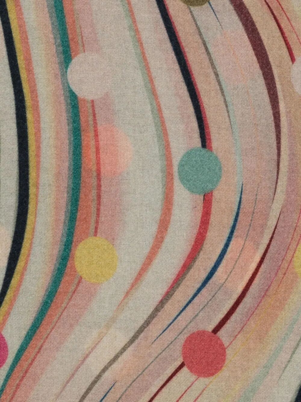 PAUL SMITH Wool and Cashmere Scarf with Swirl Pattern and Fringed Edge