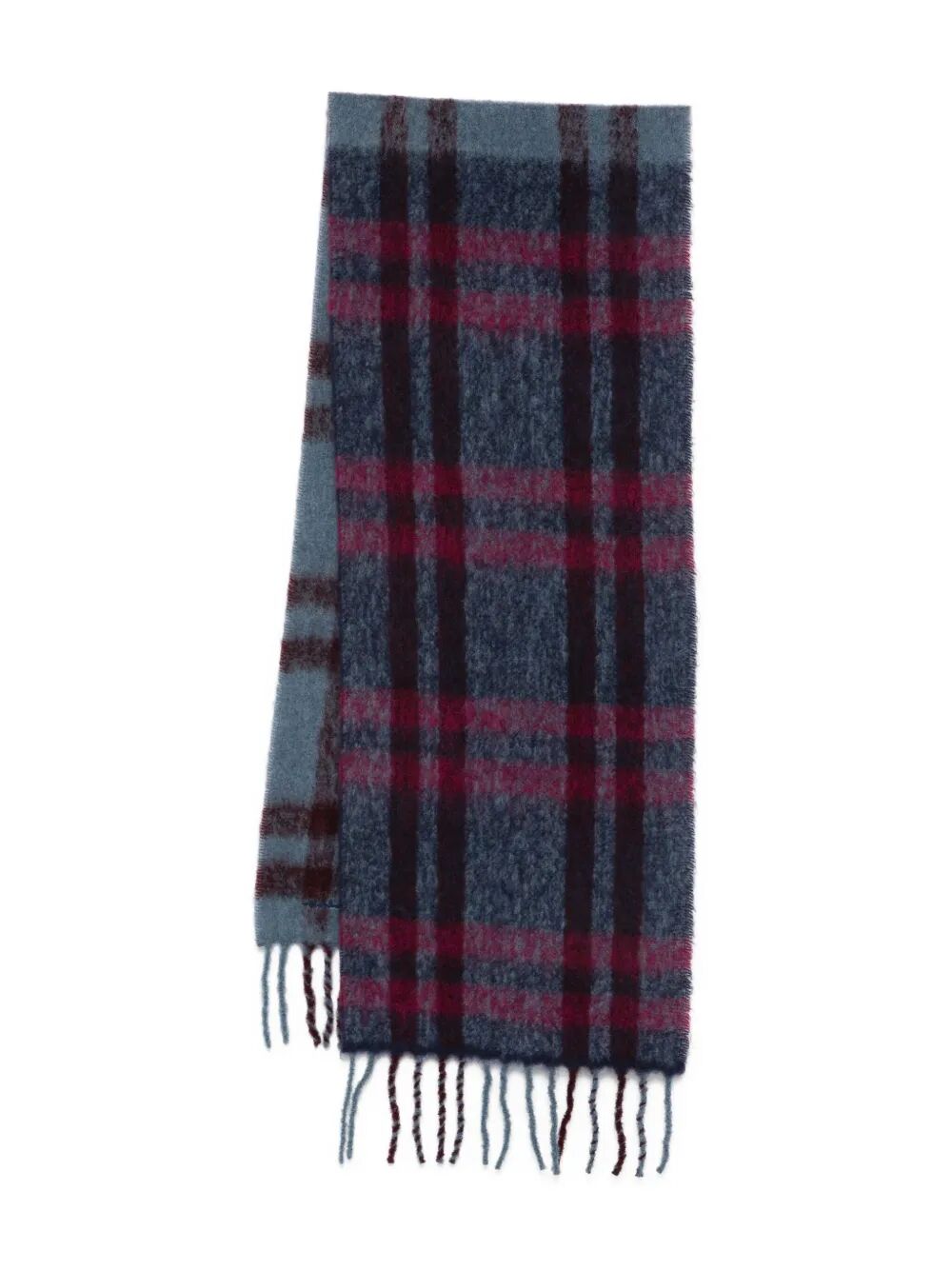 PAUL SMITH Fringed Wool Scarf with Check Pattern