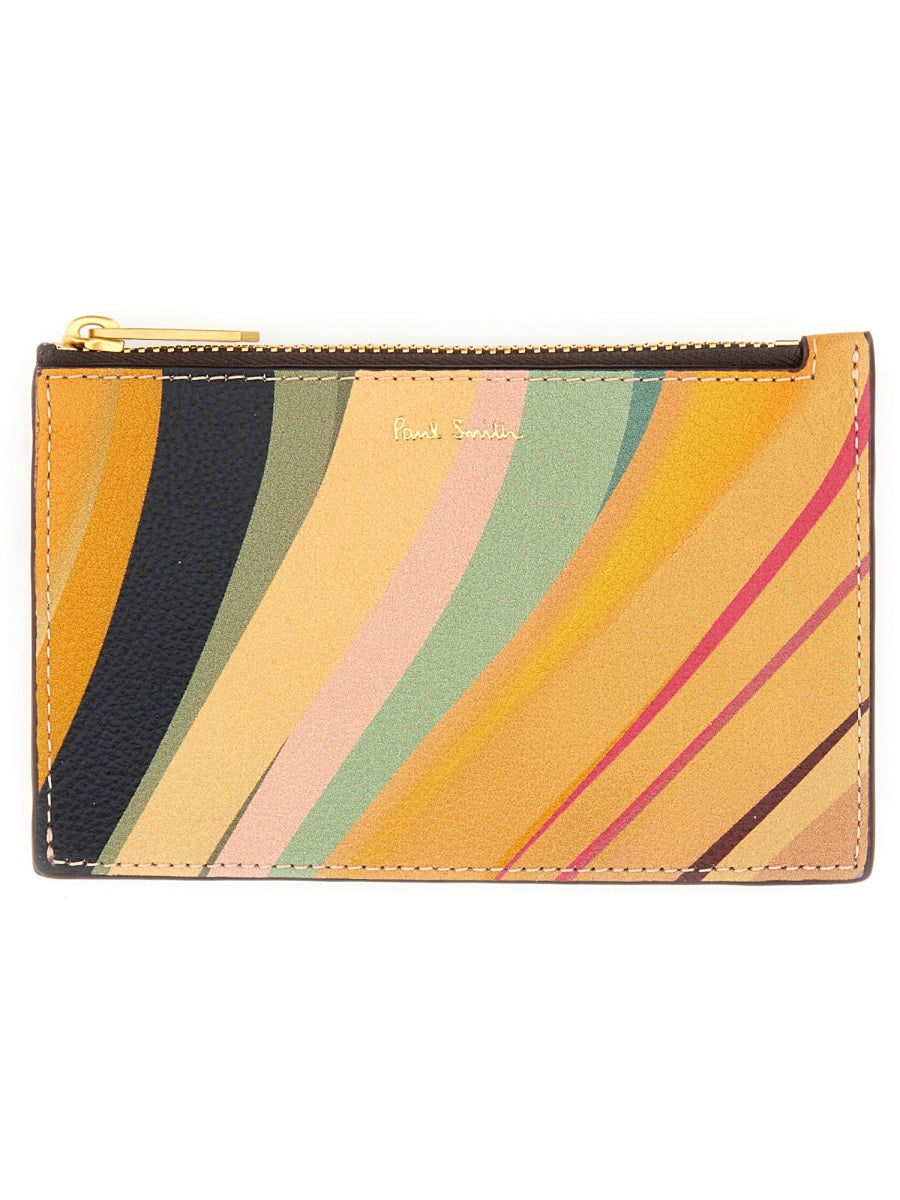 PAUL SMITH Mini Leather Card Holder with Swirl Design