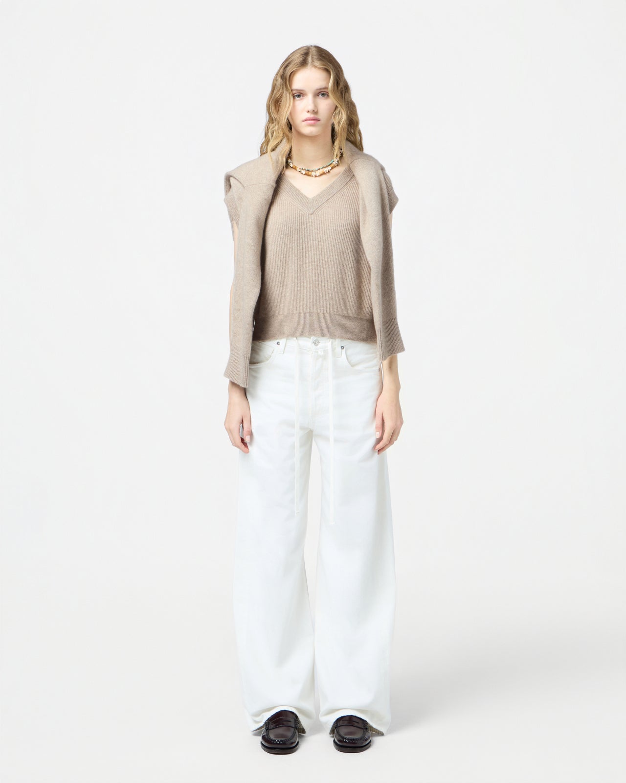 GUEST IN RESIDENCE Ribbed Cashmere V-Neck Vest Size S