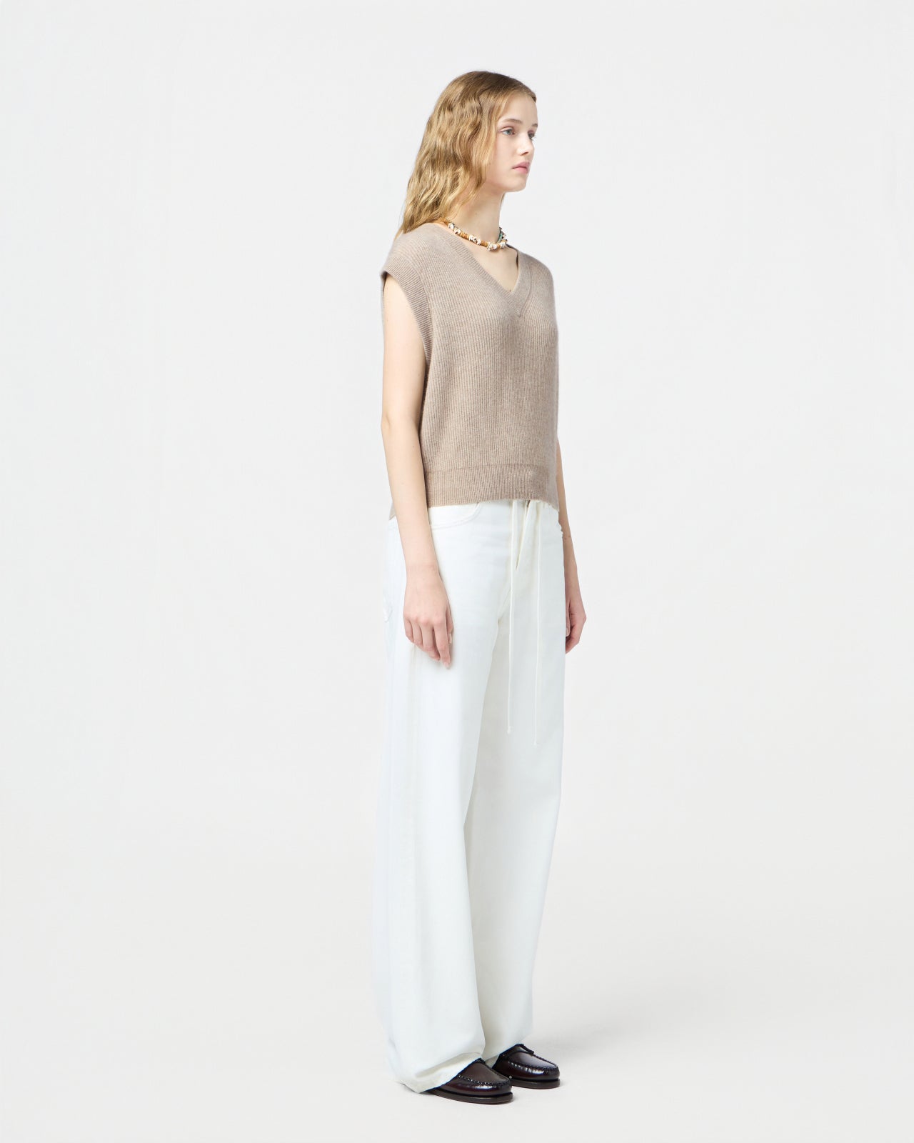 GUEST IN RESIDENCE Ribbed Cashmere V-Neck Vest Size S