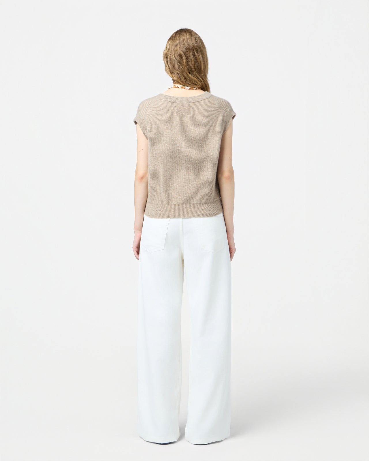 GUEST IN RESIDENCE Ribbed Cashmere V-Neck Vest Size S