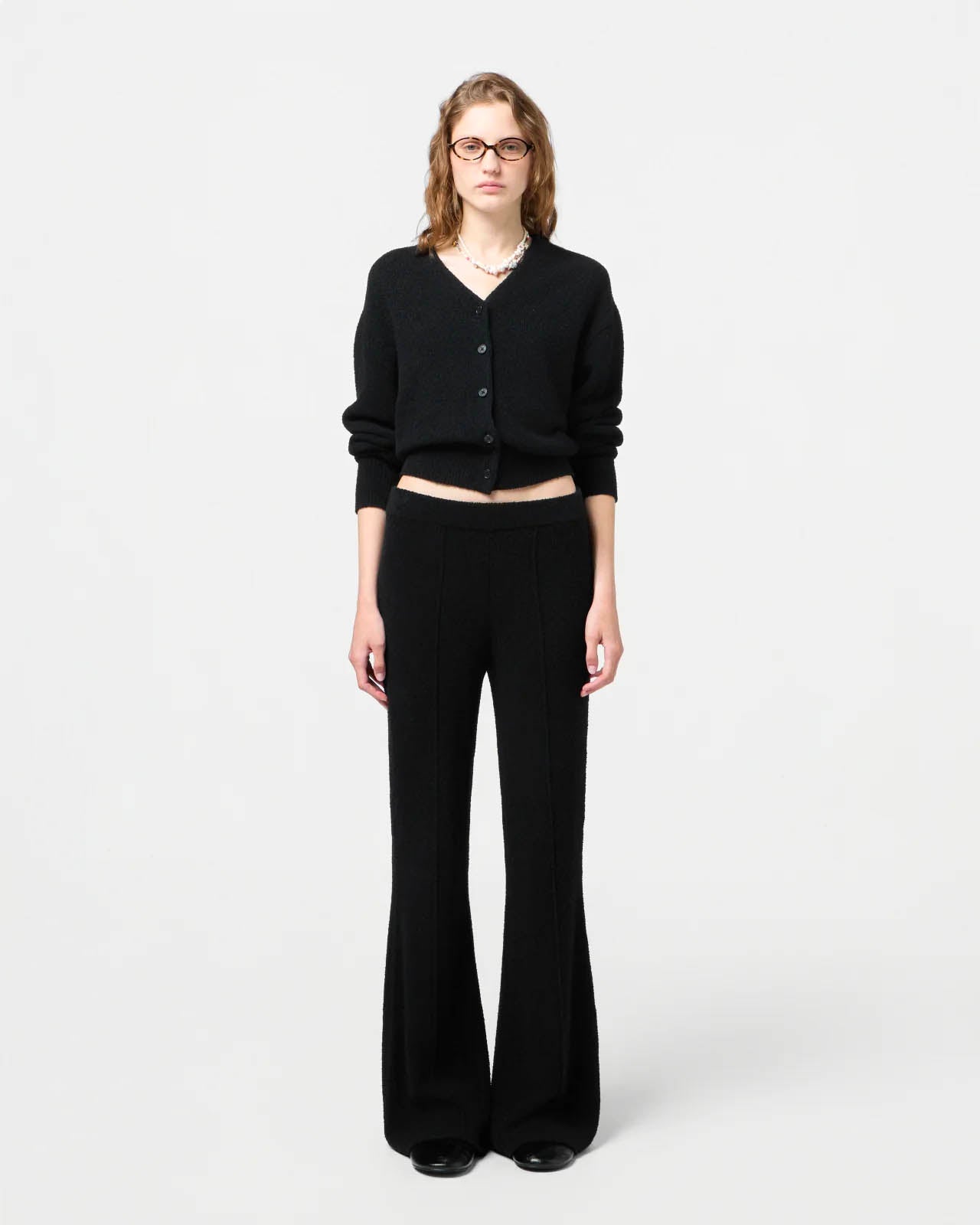 GUEST IN RESIDENCE Flared Bouclé Pants with Pleats - Size S
