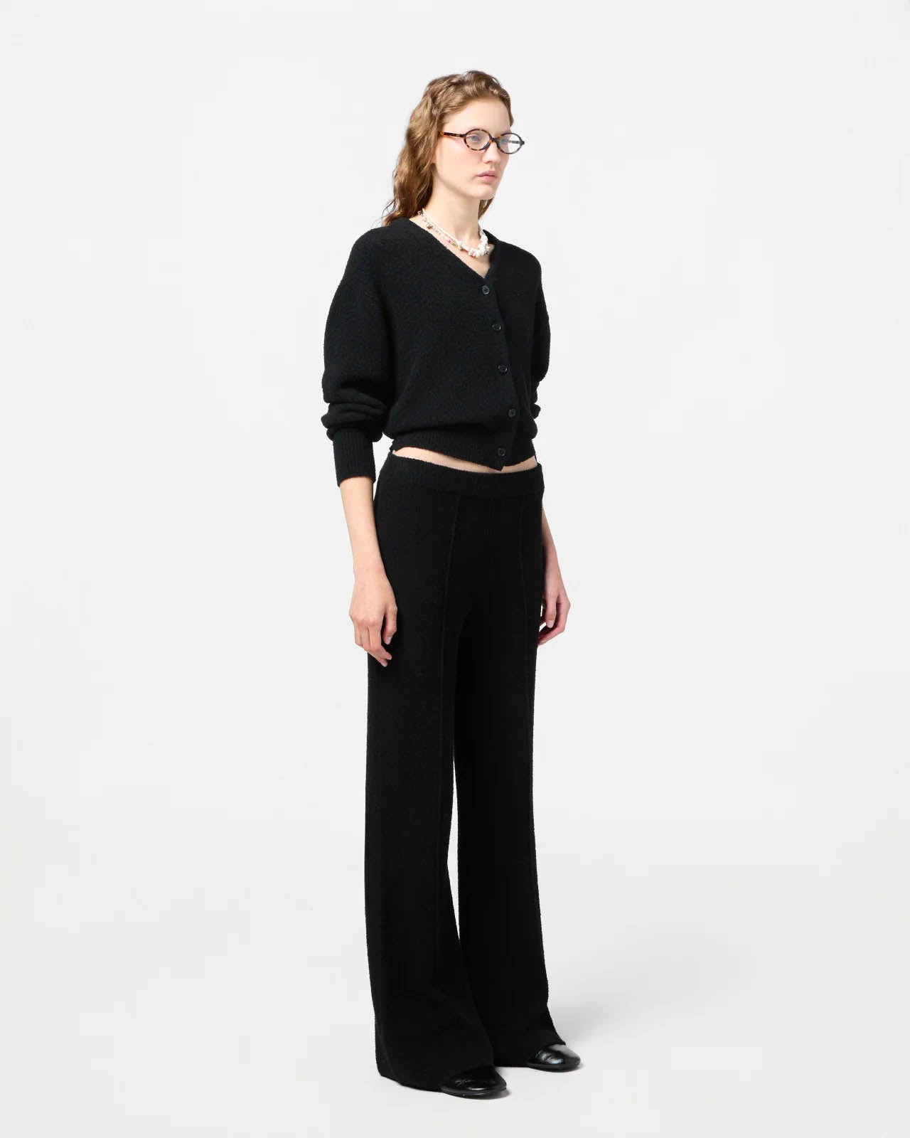 GUEST IN RESIDENCE Flared Bouclé Pants with Pleats - Size S