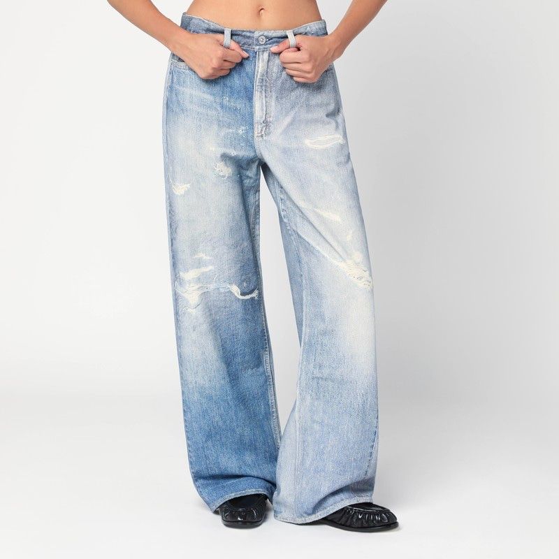 OUR LEGACY Wide-Leg Vintage Denim Jeans with Trompe Loeil Print