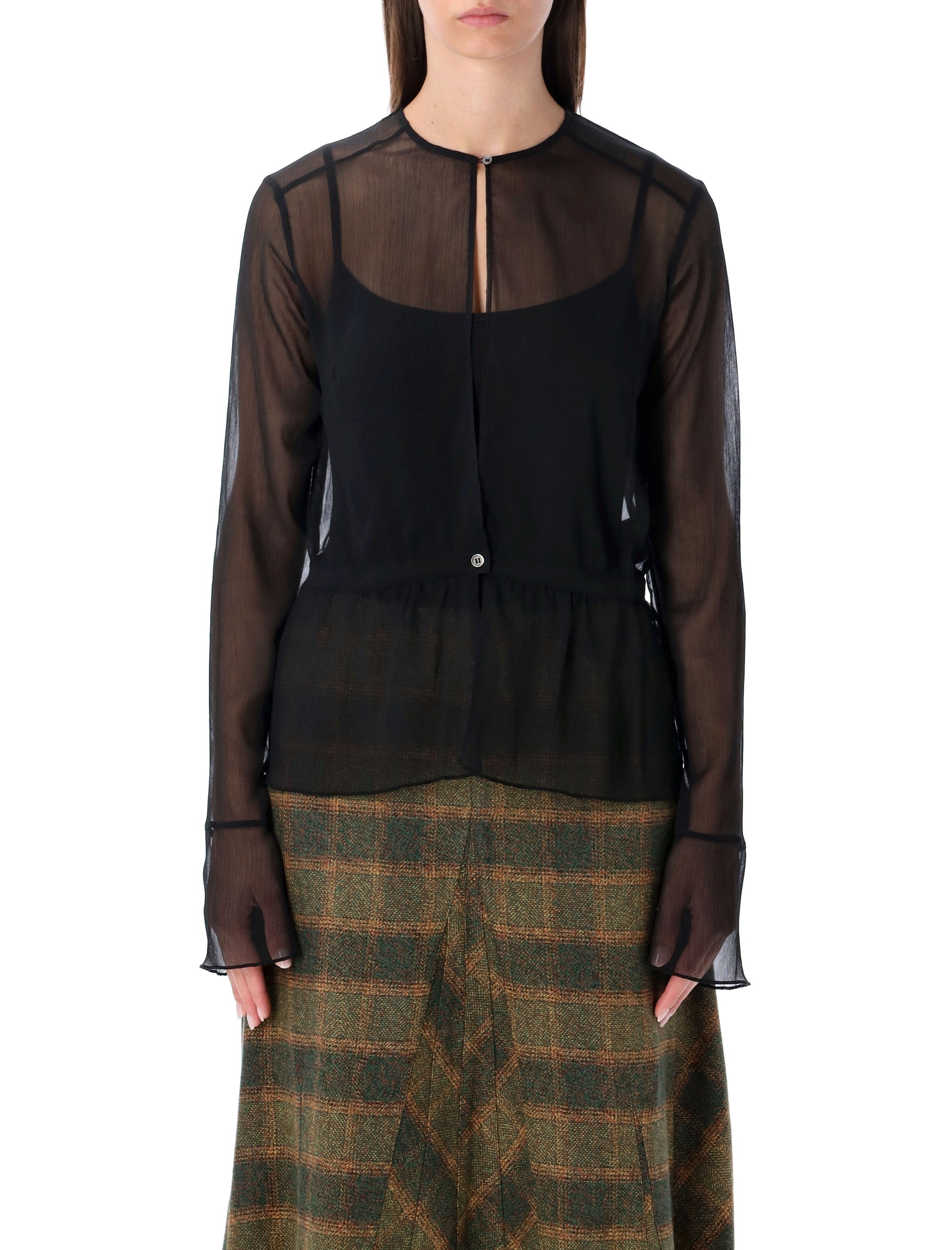 OUR LEGACY Sheer Crinkle Waist Blouse - Size 36