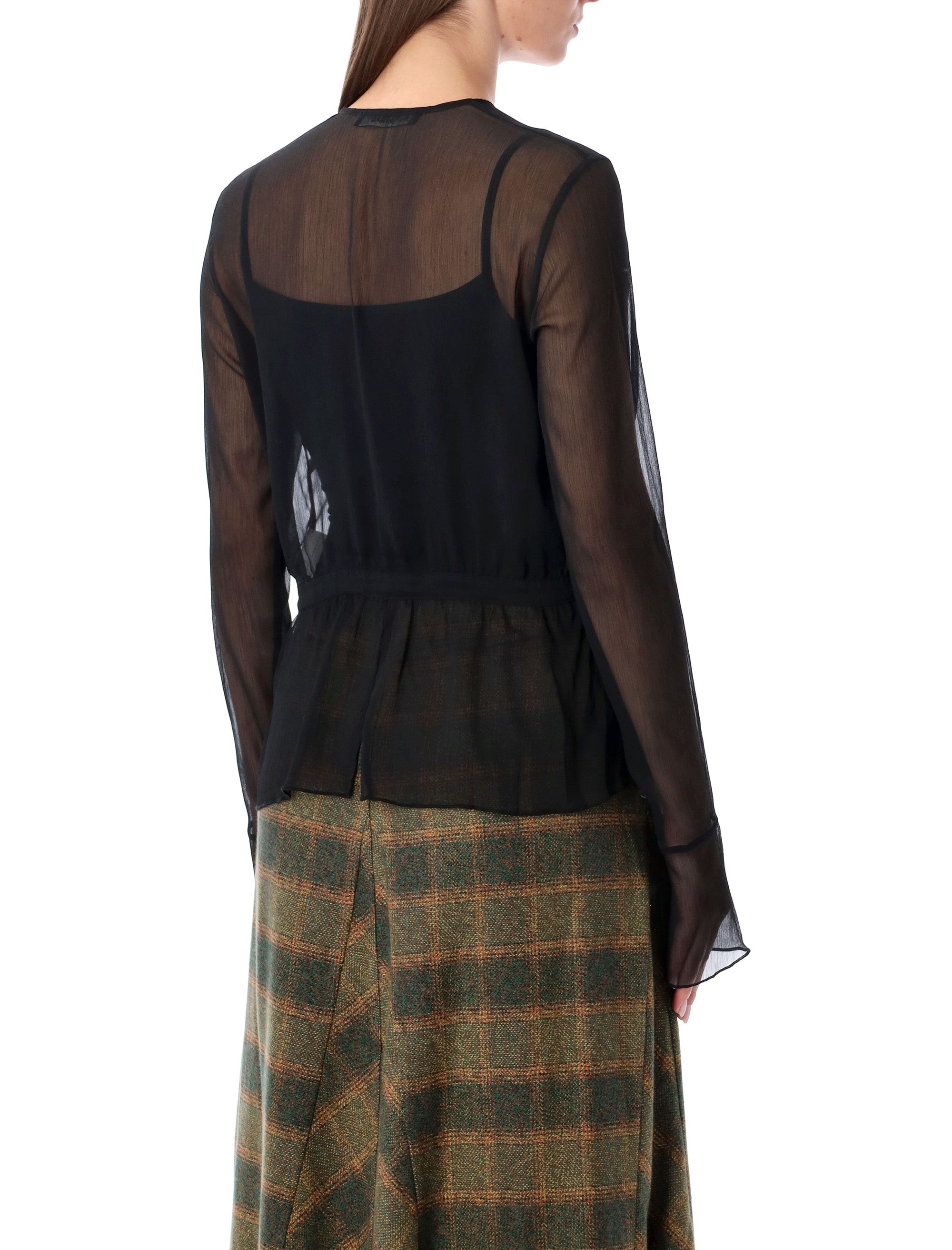 OUR LEGACY Sheer Crinkle Waist Blouse - Size 36