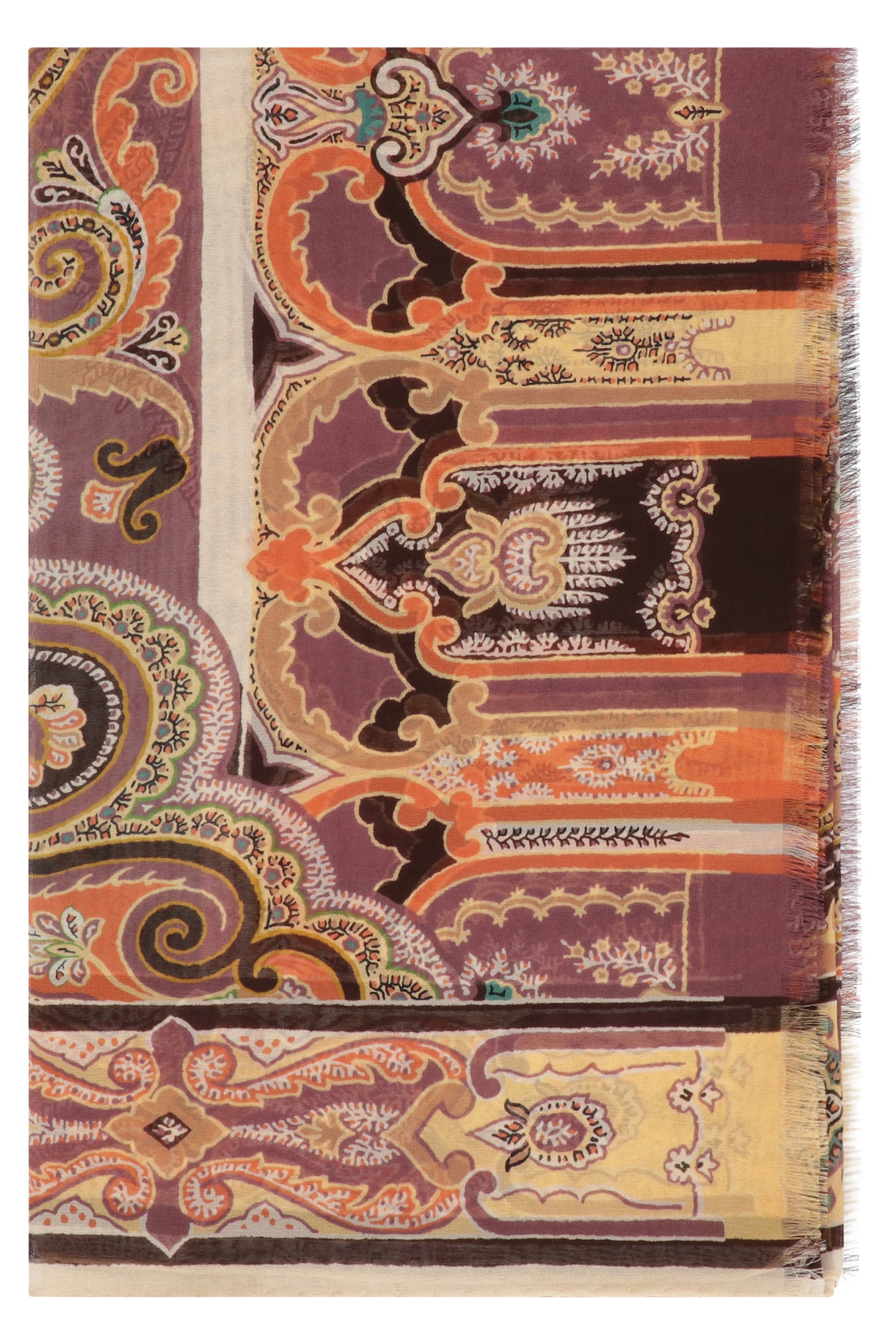 ETRO Printed Silk Scarf with Fringed Edges (70X170 CM)