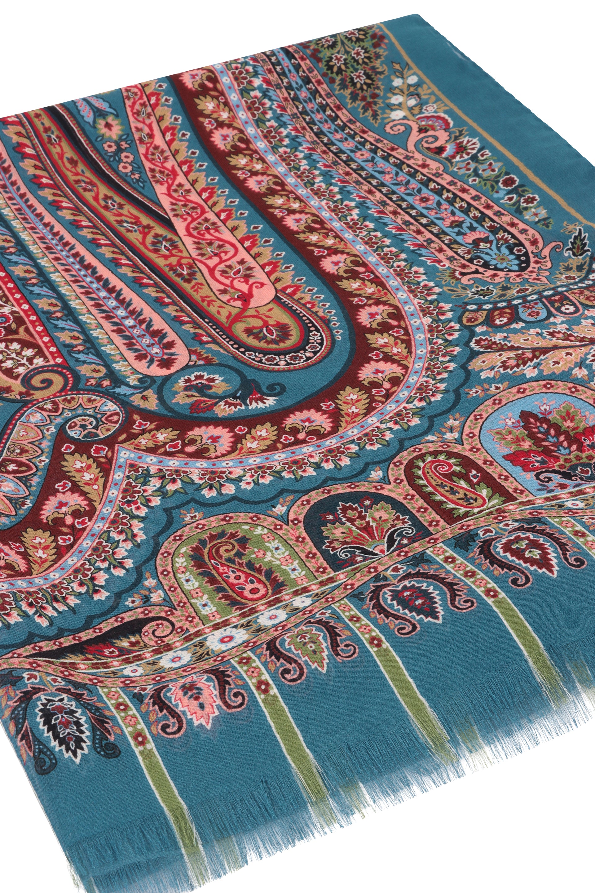 ETRO Printed Silk Scarf with Frayed Hem