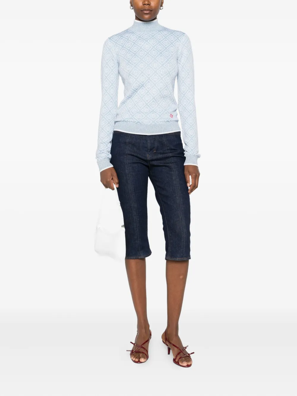 CASABLANCA High Neck Lurex Monogram Sweater