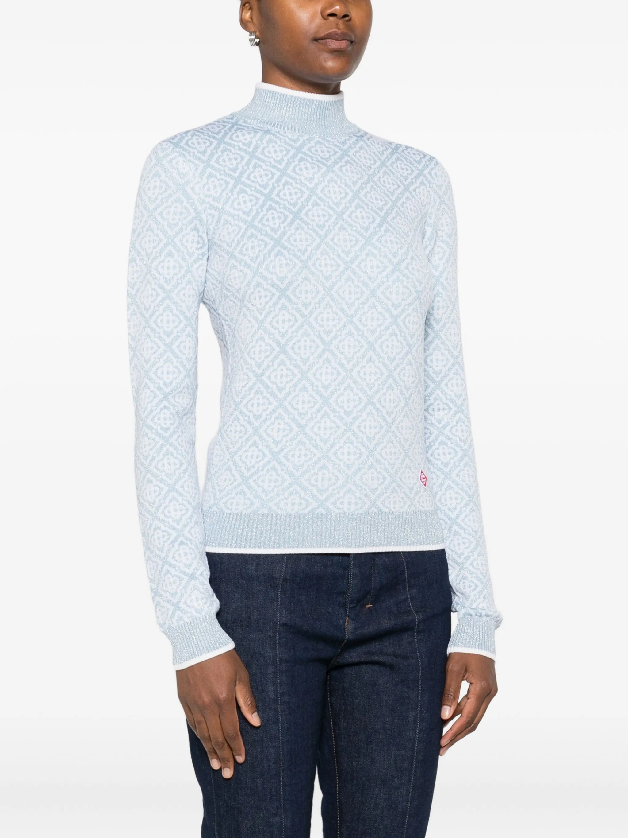 CASABLANCA High Neck Lurex Monogram Sweater