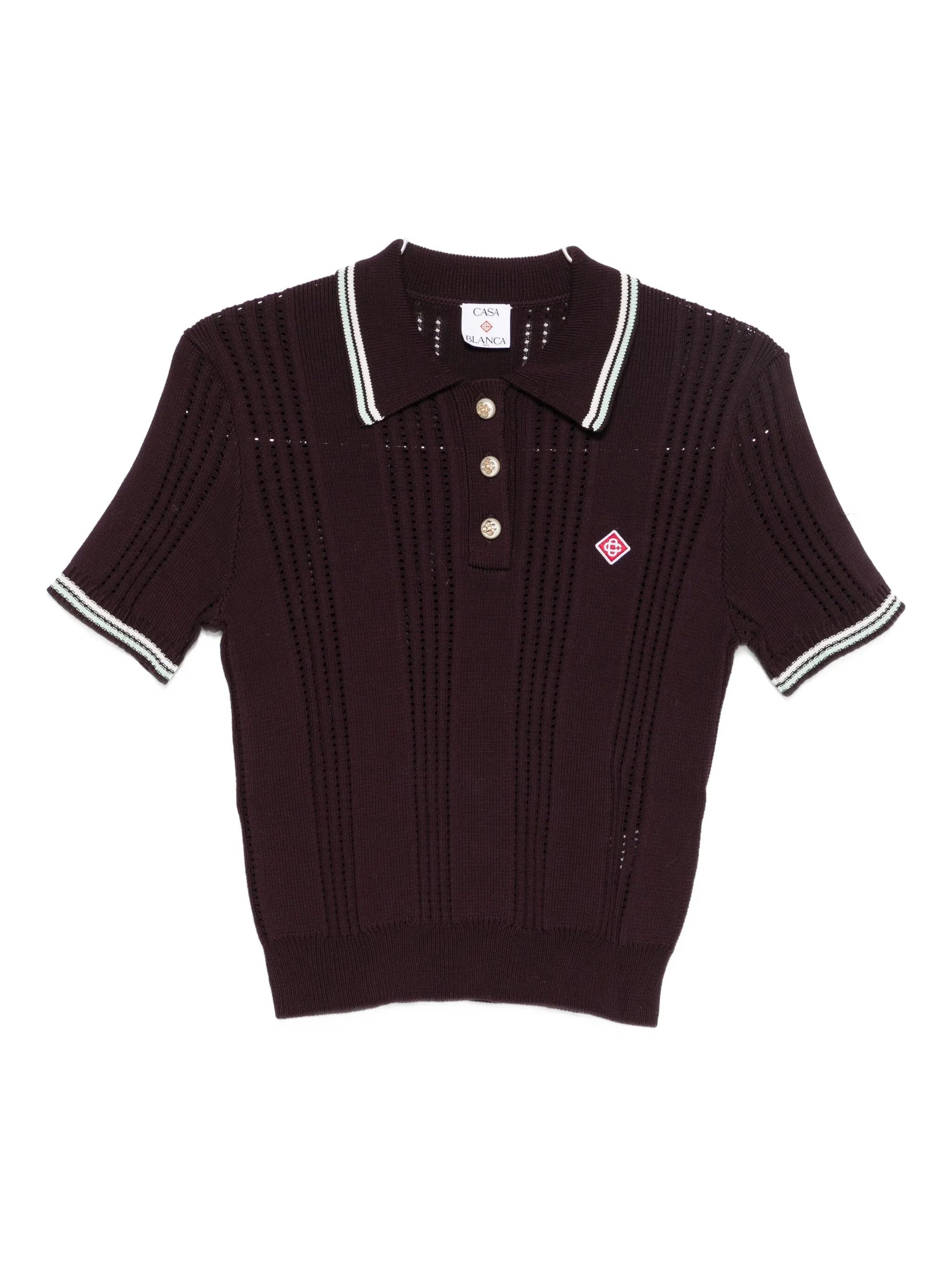 CASABLANCA Short-Sleeved Polo Shirt in Cotton Knit - Size S