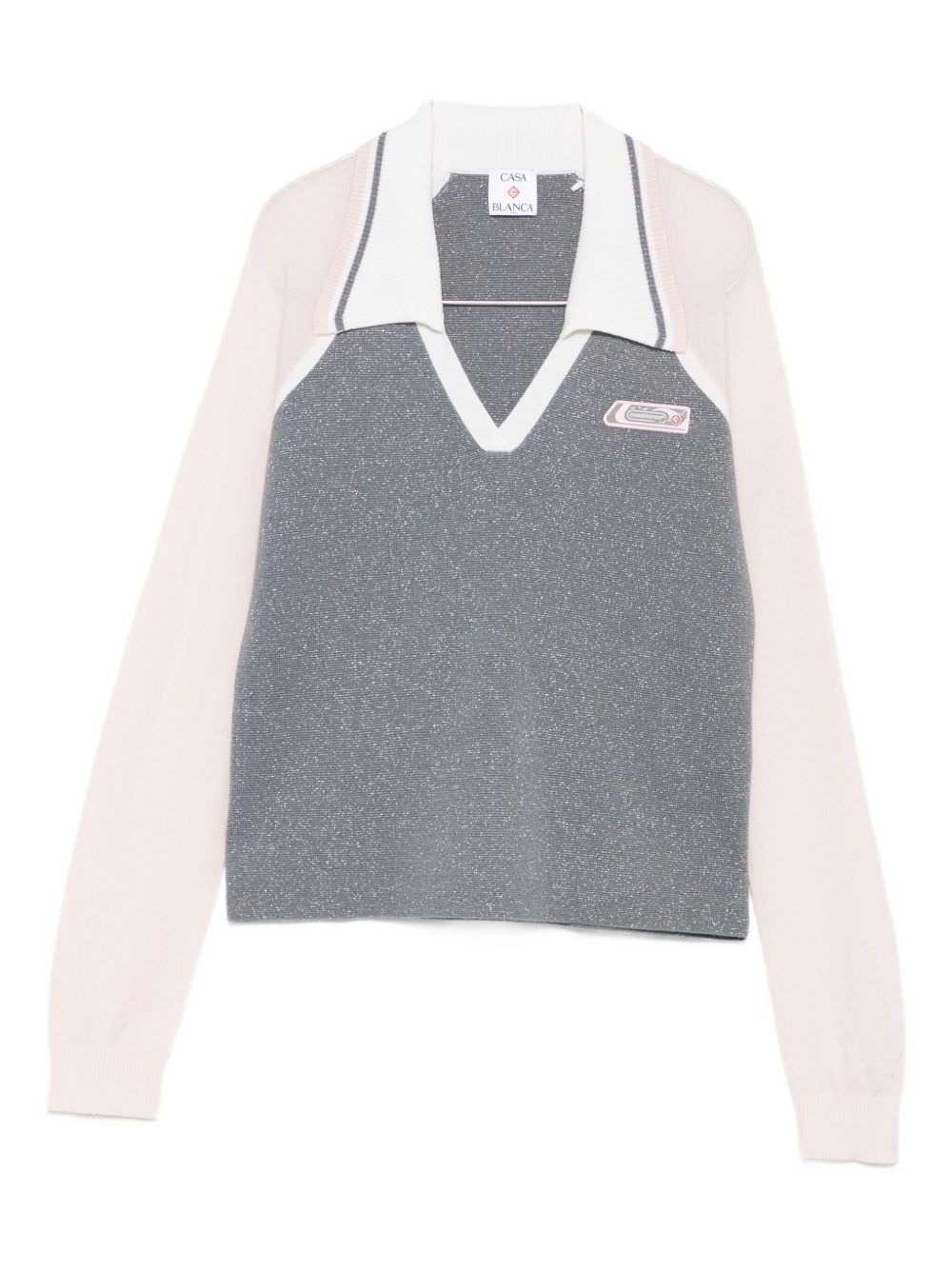 CASABLANCA Long-Sleeved Merino Wool Tennis Polo - Size S