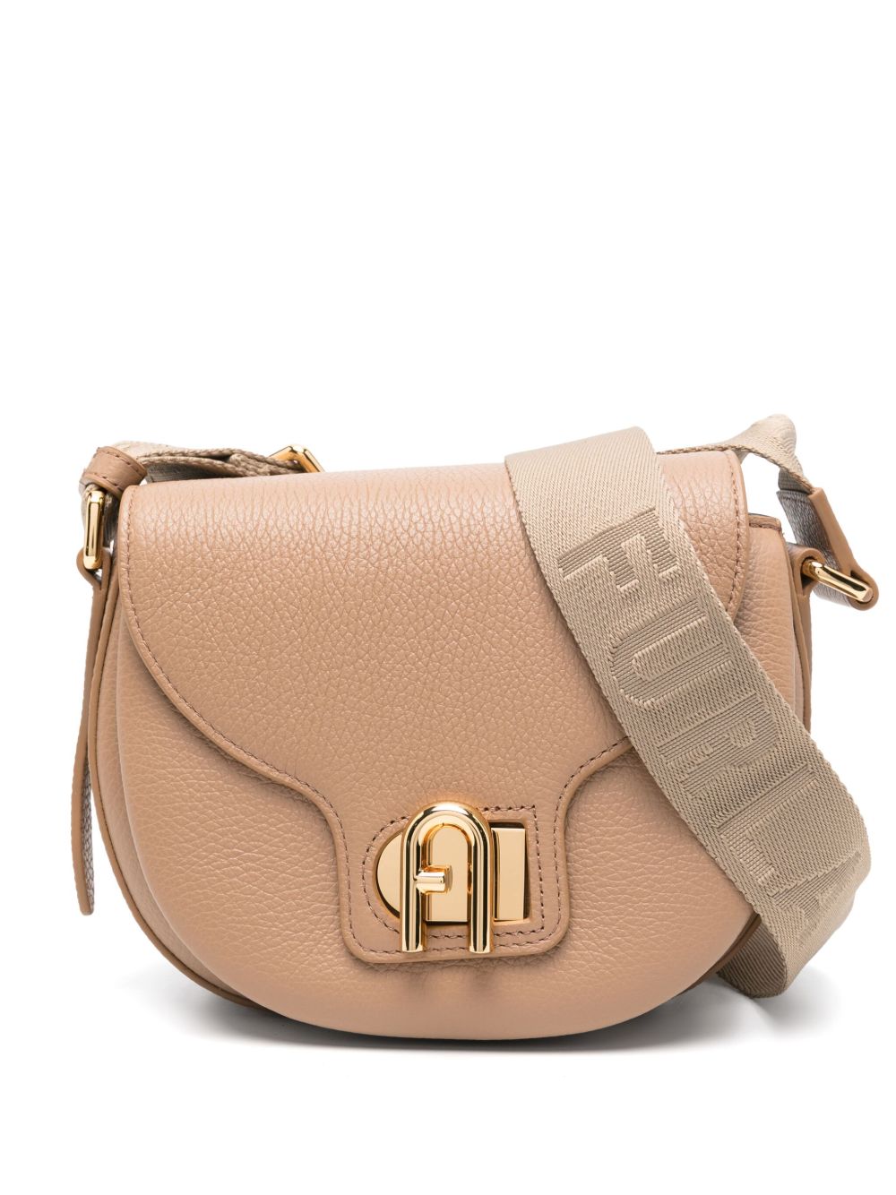 FURLA Leather Turn-Clasp Handbag with Adjustable Shoulder Strap