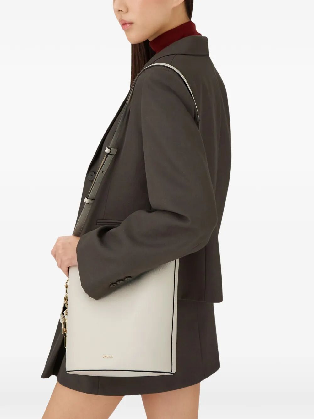 FURLA Mini Ares Leather Bucket Handbag