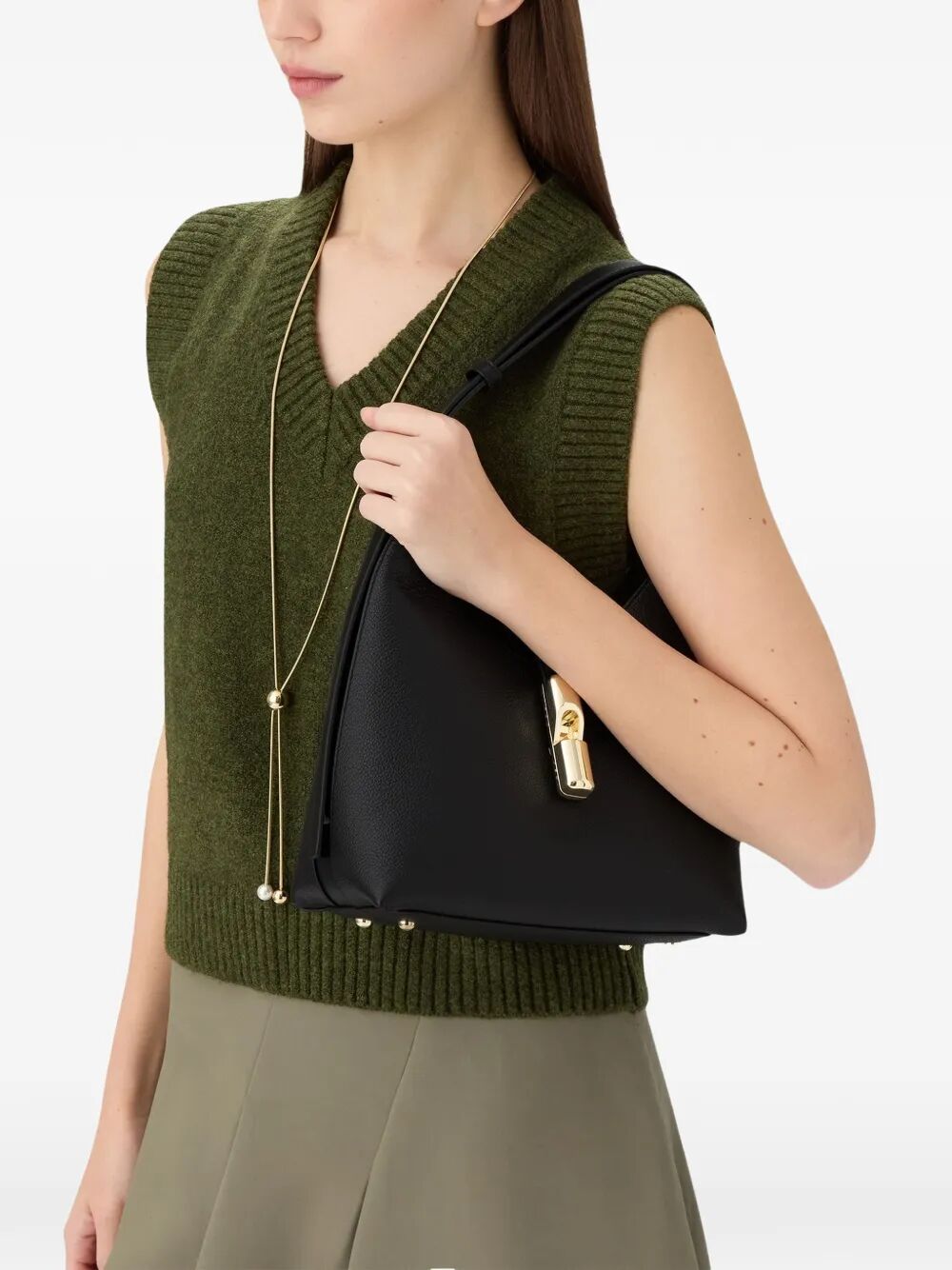 FURLA Mini Leather Hobo Handbag