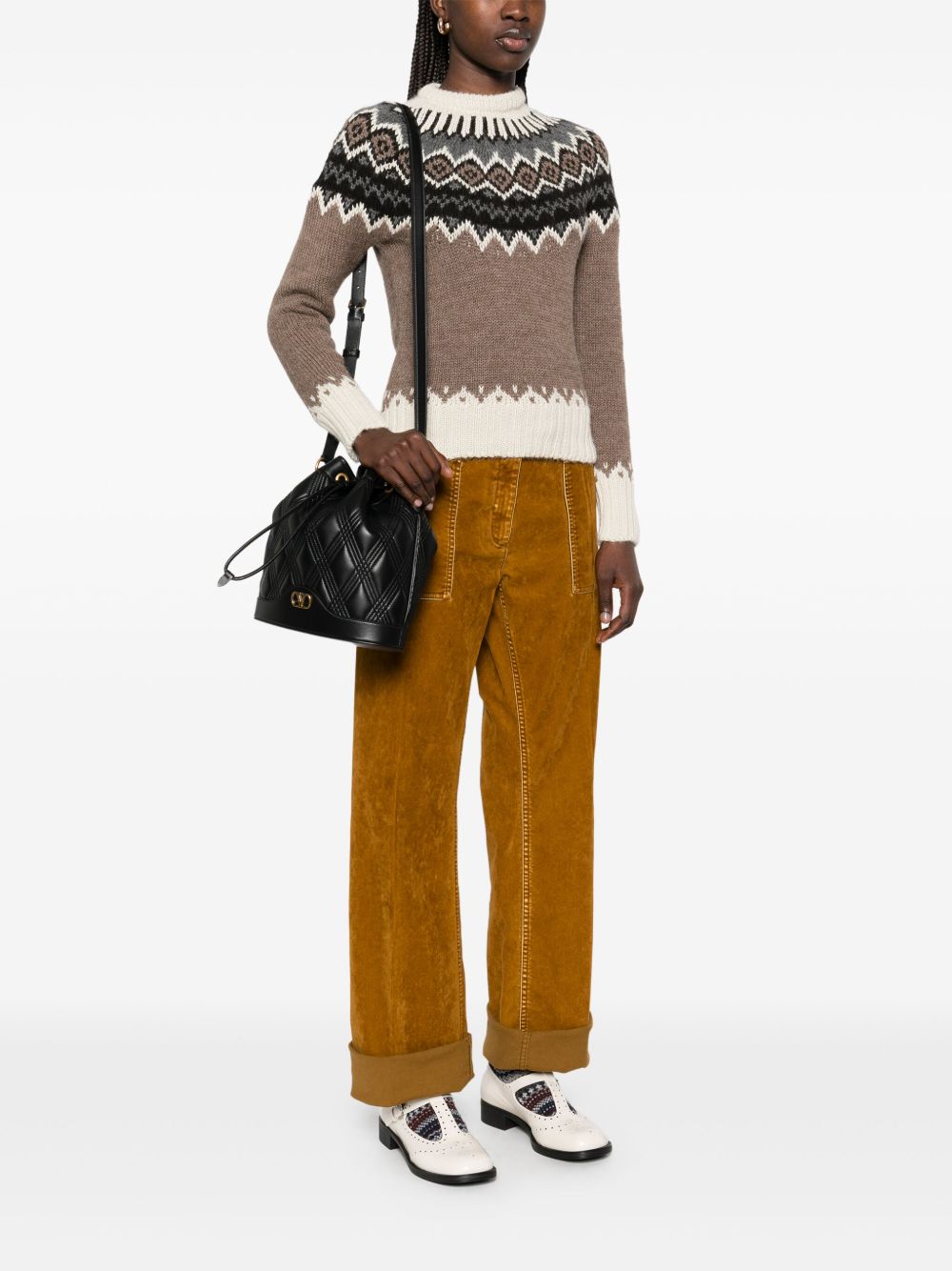 VALENTINO GARAVANI Quilted Leather Bucket Handbag with Adjustable Strap