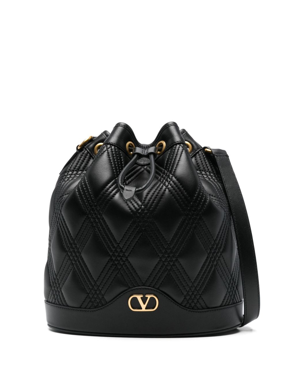 VALENTINO GARAVANI Quilted Leather Bucket Handbag with Adjustable Strap