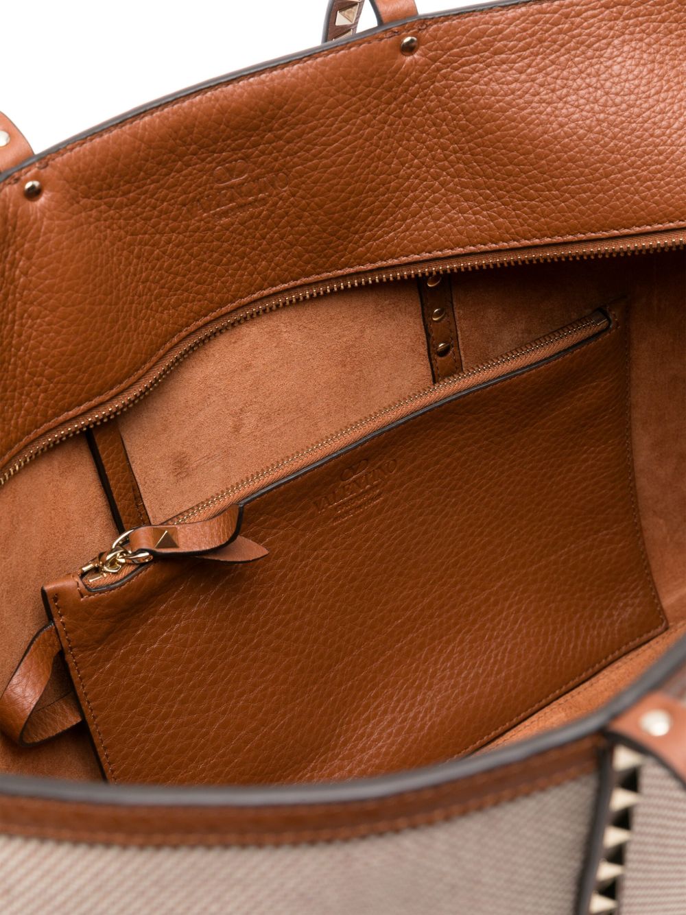 VALENTINO GARAVANI Rockstud Canvas Medium Tote Handbag