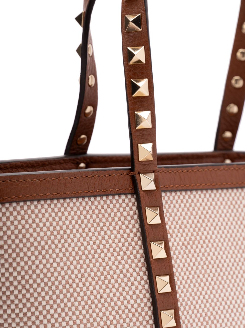 VALENTINO GARAVANI Mini Canvas Tote Handbag with Rockstud Details