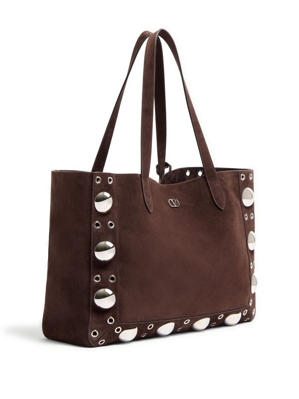VALENTINO GARAVANI Suede Leather Tote Handbag with Removable Pouch