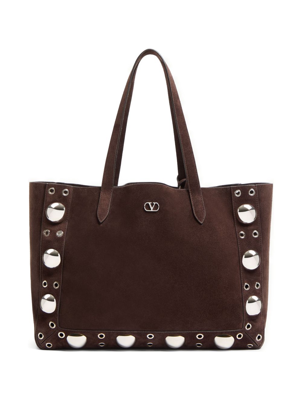 VALENTINO GARAVANI Suede Leather Tote Handbag with Removable Pouch