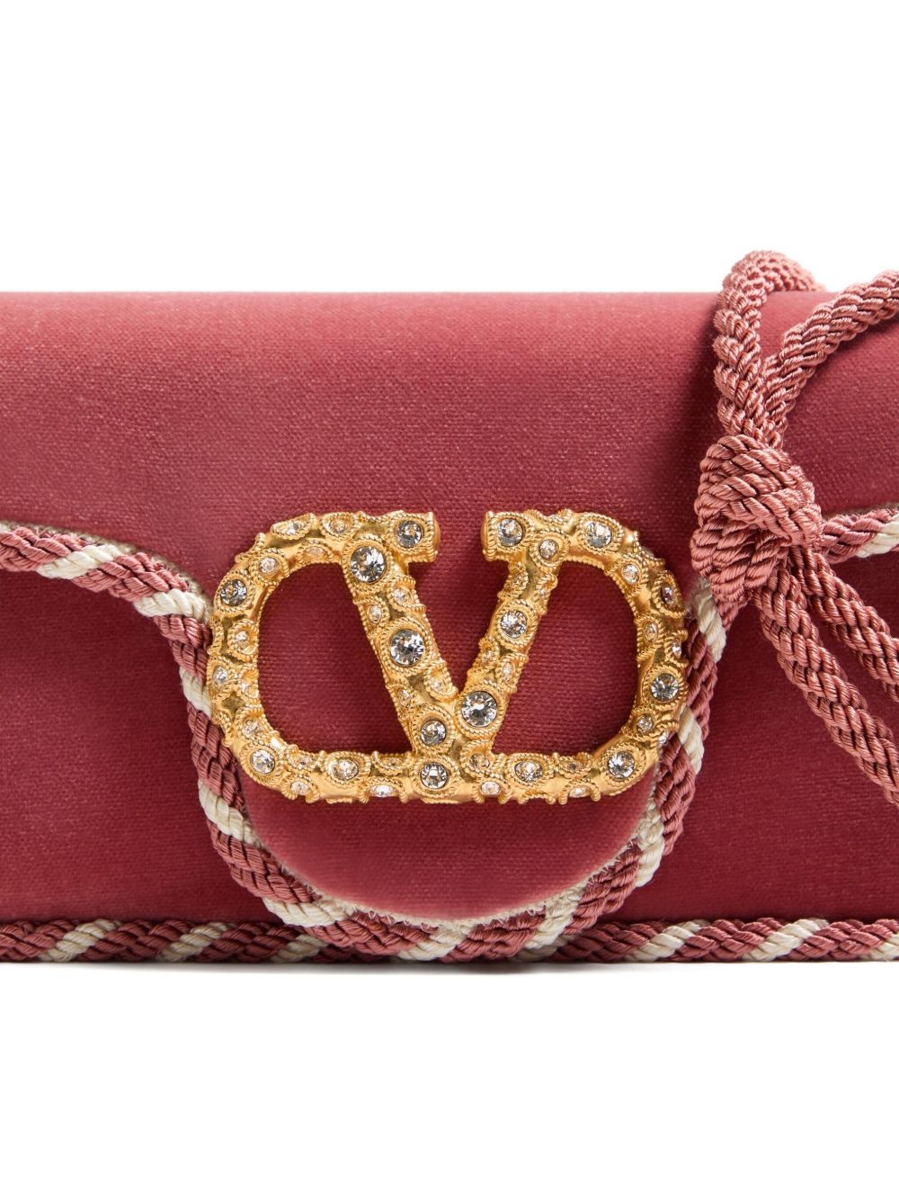 VALENTINO GARAVANI Mini Velvet Clutch with Jewel Embellishment