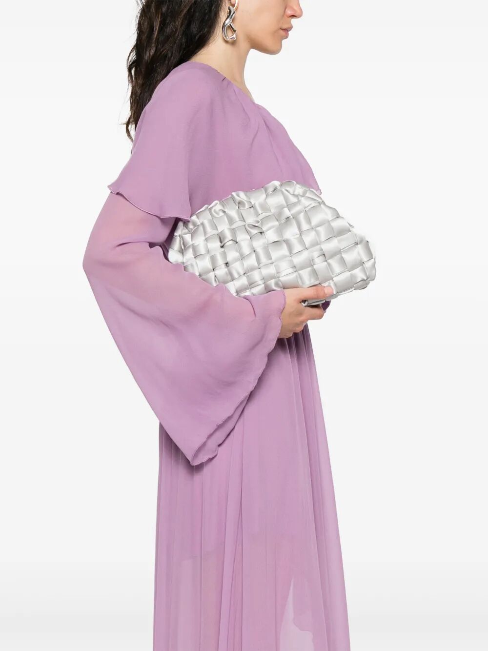 MARIA LA ROSA Satin Game Metallic Pouch Handbag