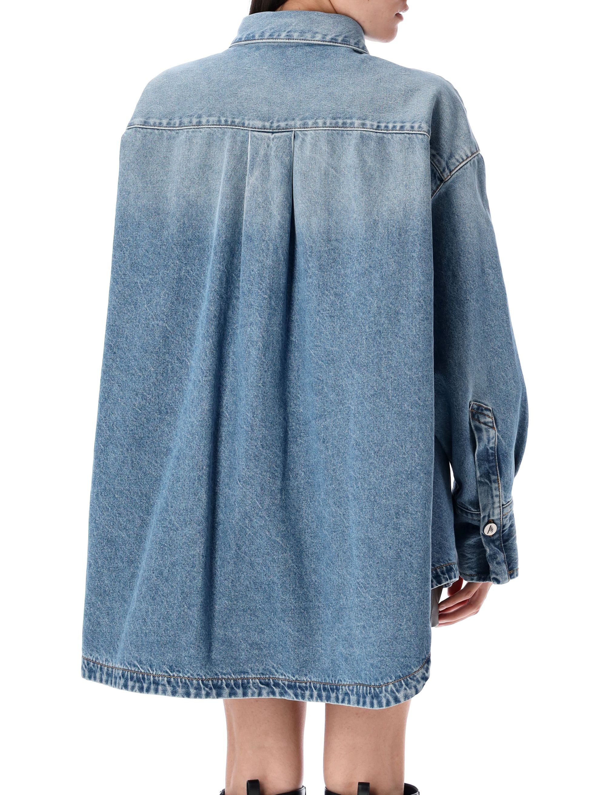 THE ATTICO Oversized Denim Shirt Jacket - Size 40