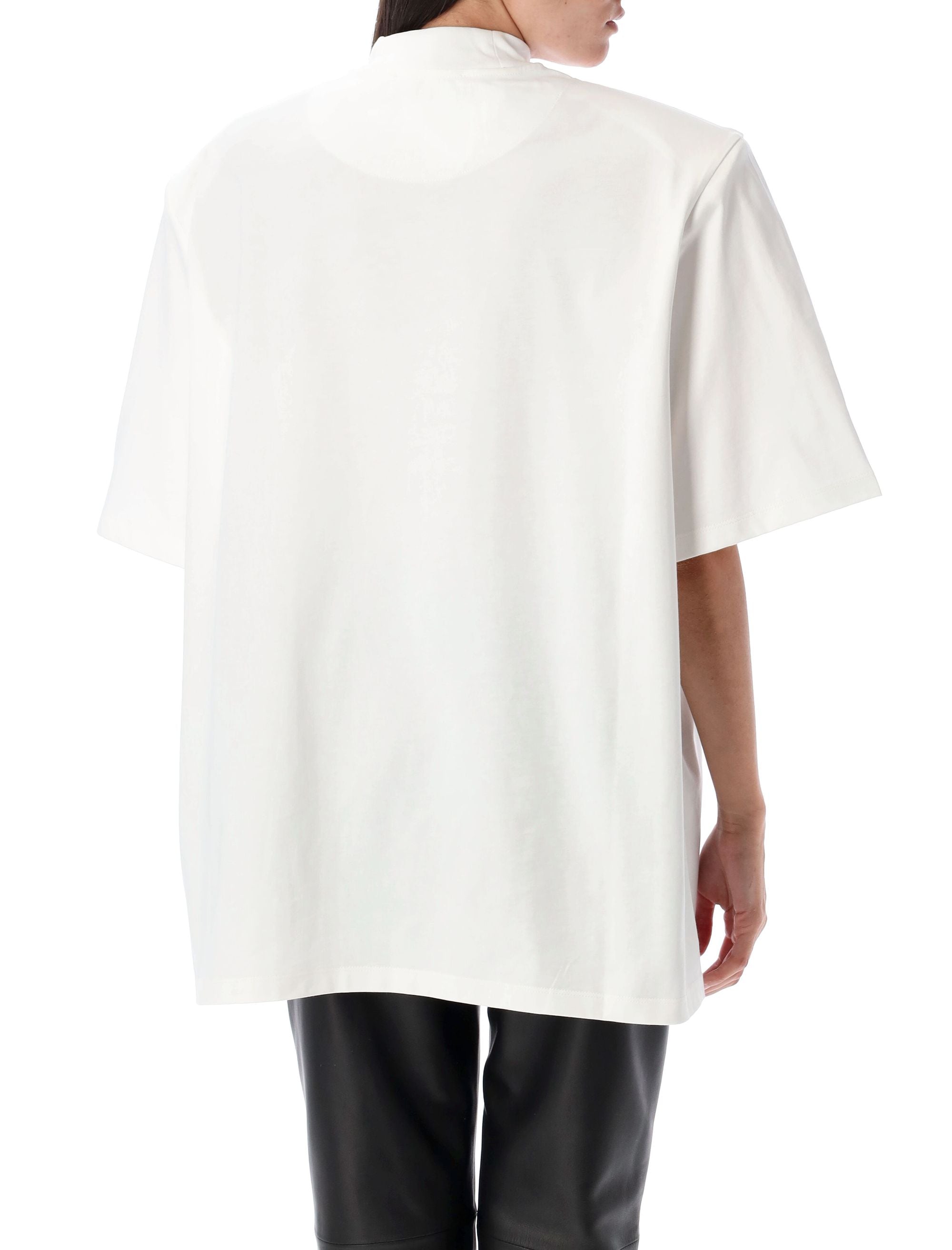 THE ATTICO Cotton T-Shirt with Removable Shoulder Pads - Size 40